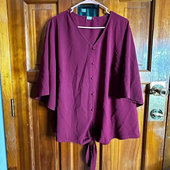 SCOMCHIC - Maroon Pull Over 3X Blouse - Picture 1 of 5